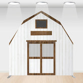 Lofaris Grey Brown Farm Barn Door Arch Birthday Backdrop